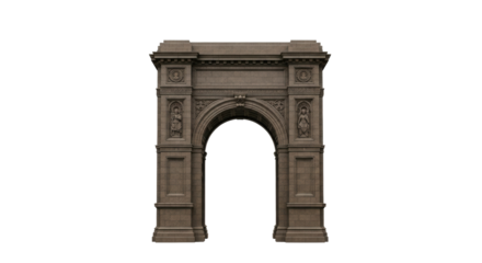 Isolated architectural element archway, grand monument stone passage, gateway in brown color