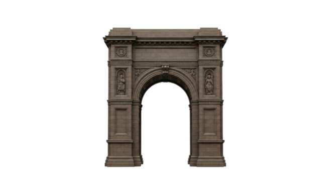 Isolated architectural element archway, grand monument stone passage, gateway in brown color