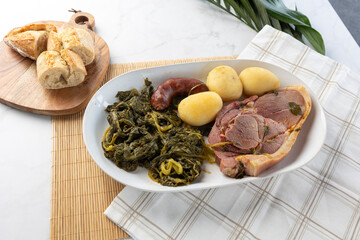 Cozido à portuguesa, traditional portuguese stew with meats and vegetables