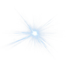 Transparent star beam and blue light overlay with sparkling glow, bright lens flare, and magical flicker effect ideal for illustration, posters, or background compositions
