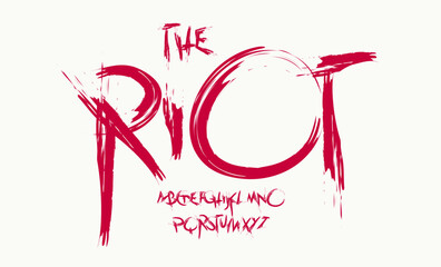 Grunge brush alphabet, scratchy textured font, rebellious horror typeface for protest poster, punk logo, wild expressive headline, raw typographic design, modern distressed typography. Vector typeset.