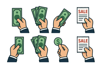 Renewable energy concept with solar panels and wind turbines. Set of 6 vector illustration