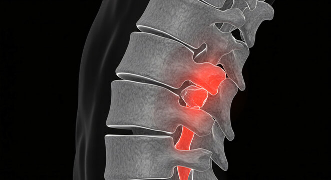 3D Medical Illustration of Spinal Subluxation or Severe Joint Inflammation in Lumbar Spine