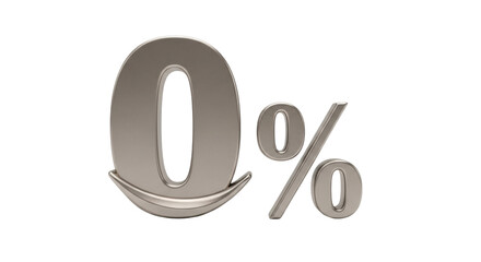 Isolated zero percentage silver symbol representing absence of interest or commission