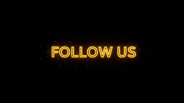 Glowing Neon Text Follow Us Animation Black Background