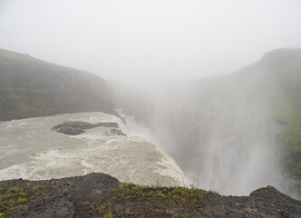 waterfall  Gullfoss and river Hvítá in Iceland