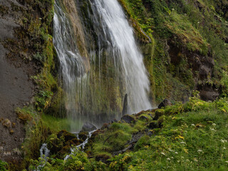 the waterfall  Seljalandsfoss  in Iceland