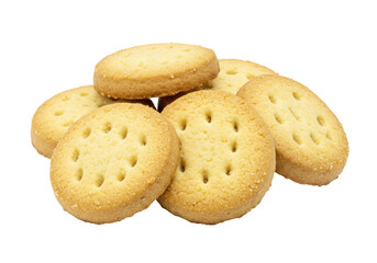 Isolated shortbread cookies, golden-brown sweet biscuits, crunchy texture, delicious dessert