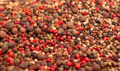 Pile of red, green, and white pepper