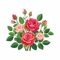 Fototapeta premium blooming rose bush, vector illustration