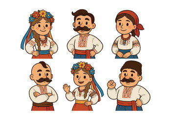 Wedding celebration elements for romance and joy. Set of 6 vector illustration