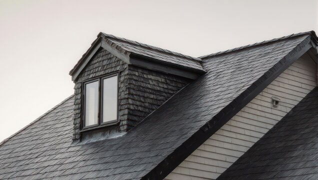 Close-up of a Dormer Window on a Slate Roof.