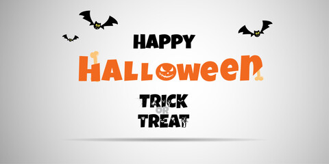 Happy Halloween Background banner with bats flying. Halloween Trick or Treat Poster.