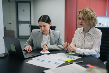 Business formal meeting conference discussion with coworkers, shareholder or client concentrate private ideas data report analysis, business team working find solution together