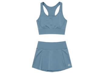 Isolated two-piece activewear set, racerback top, mini skirt, gym outfit, exercise apparel