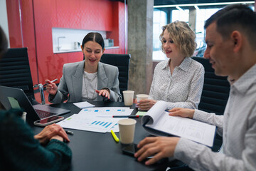 Corporate business team and manager in a meeting, Business people in the office, Collaboration coworkers planning sales, research or financial strategy in company