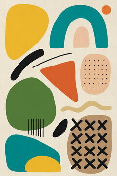 Colorful abstract minimalism with geometric shapes and creative design