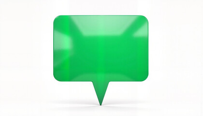 Green speech bubble icon designed for communication on a clean white background