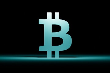 Bitcoin glass green symbol (BTC) concept.