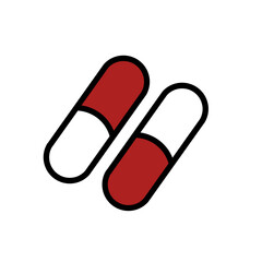 red medicine capsule icon isolated on white background