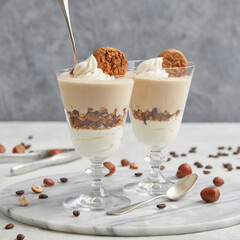 Espresso hazelnut dessert in a jar