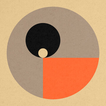 Abstract Bauhaus geometric illustration with circles and textured background
