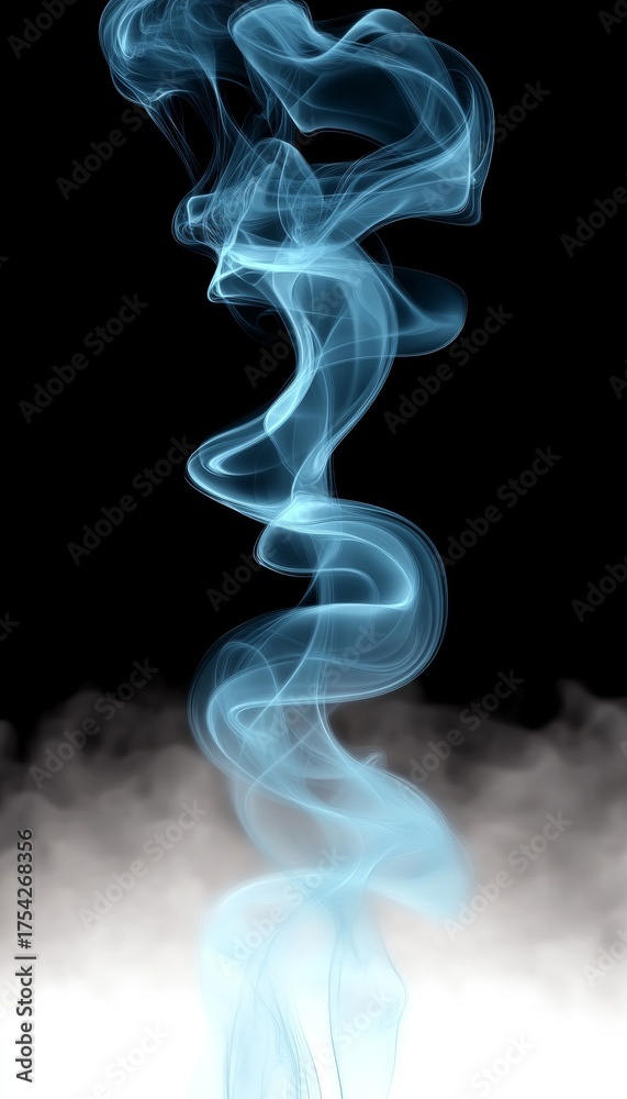 Wall mural celestial motion in clouds with artistic blue smoke curving in space creating mesmerizing visuals