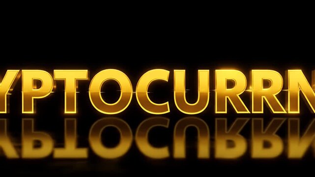 Golden Cryptocurrency Text Animation Realistic 3d Background