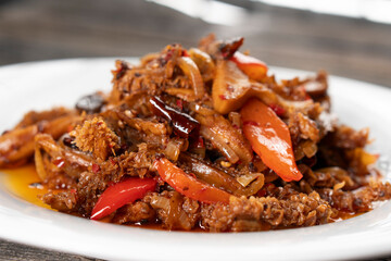 Chinese cuisine. Spicy beef stomach. Food concept