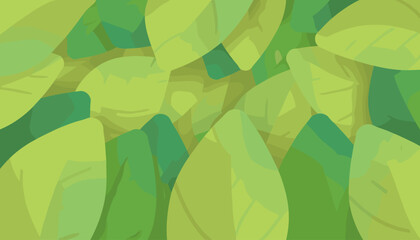 Soft-focus green leaf texture for natural backgrounds, a vibrant and organic pattern featuring overlapping leaves in various shades of green, creating a lush and serene visual for environmental or