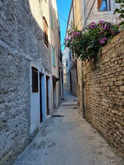 narrow ancient streets in Croatia