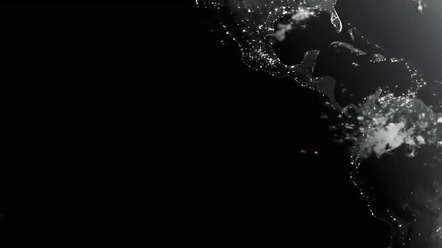 Realistic Earth From Space At Night With City Lights Visible