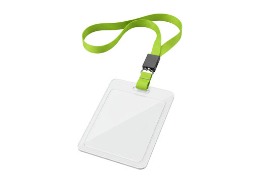 Isolated ID card holder with lanyard, badge identification, clear plastic protection