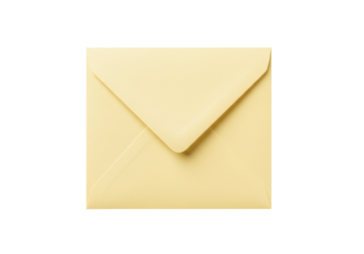 Isolated pale-yellow envelope on neutral background for business correspondence or mail art