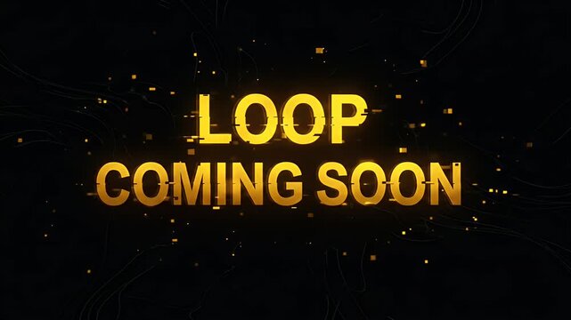 Golden Glitch Loop Coming Soon Text Animation Background