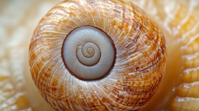 Spiral shell resting on a smooth surface highlights intricate patterns and natural beauty
