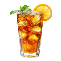 Refreshing Iced Tea Served With Lemon and Mint on a Bright Day, on the transparent background. Transparent PNG