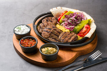 Turkish meatball traditional kofte. Spicy meatballs Kebab or Kebap