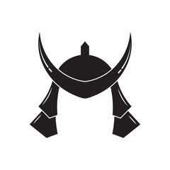samurai helmet flat icon vector