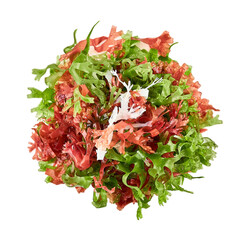 flat lay pile of mix kaiso seaweed salad green red white algae kelp cutout
