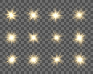 Shimmering starburst with glowing light rays and sparkles. Perfect for holiday themes and festive digital designs. Transparent background included.