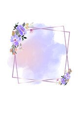 Geometric Floral Frame: A pastel blend of purple and pink framed by rose-gold pentagons and small flowers.