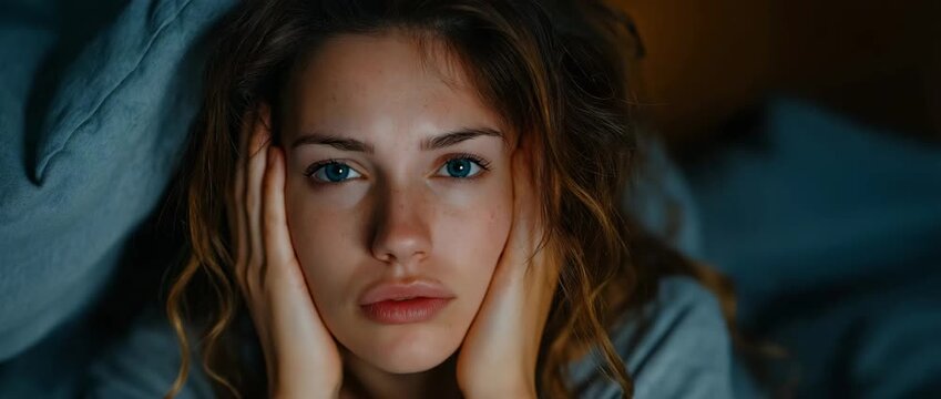 A young woman in bed is annoyed by the commotion and has a restless night.