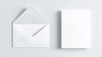 White Envelope and Paper Mockup