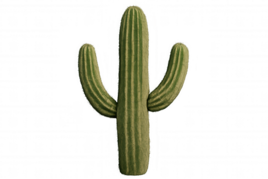 Saguaro cactus plant growing in arid desert environment, providing iconic western nature imagery on transparent background