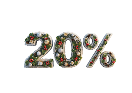 Christmas wreath text 20 isolated on transparent background