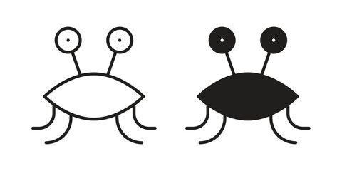 Spaghetti Monster Flying icon set in flat and line style vectors