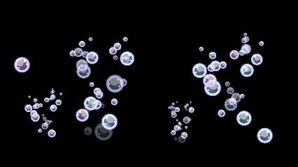 Cute 8bit Retro Game Style Purple and Cyan Bubble Illustration on Black Background