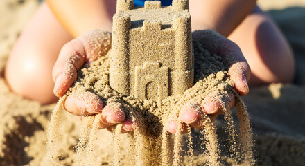 Collapsing Sandcastle in Hands