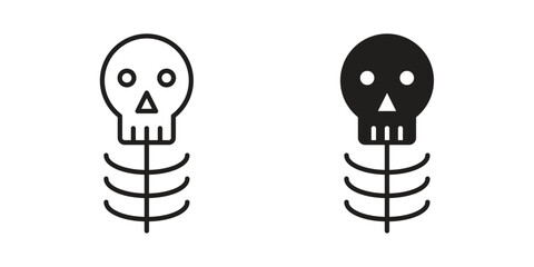 Skeleton icon set in flat and line style vectors